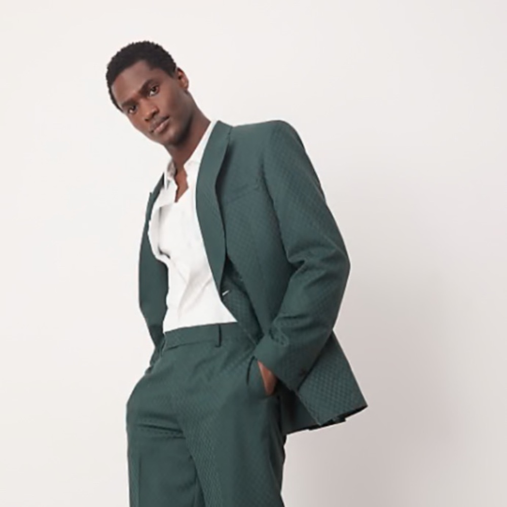 Green Checkered Suit Pants
